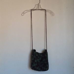 Handmade crossover bag gren black brown